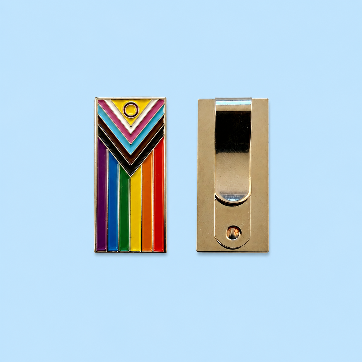 Intersex Progress Pride Clip Badge With Free Keyring Badge Holder