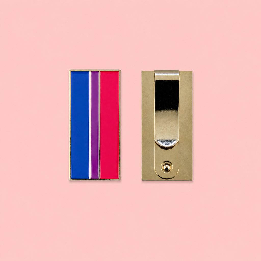 Bisexual Clip Badge With Free Keyring Badge Holder