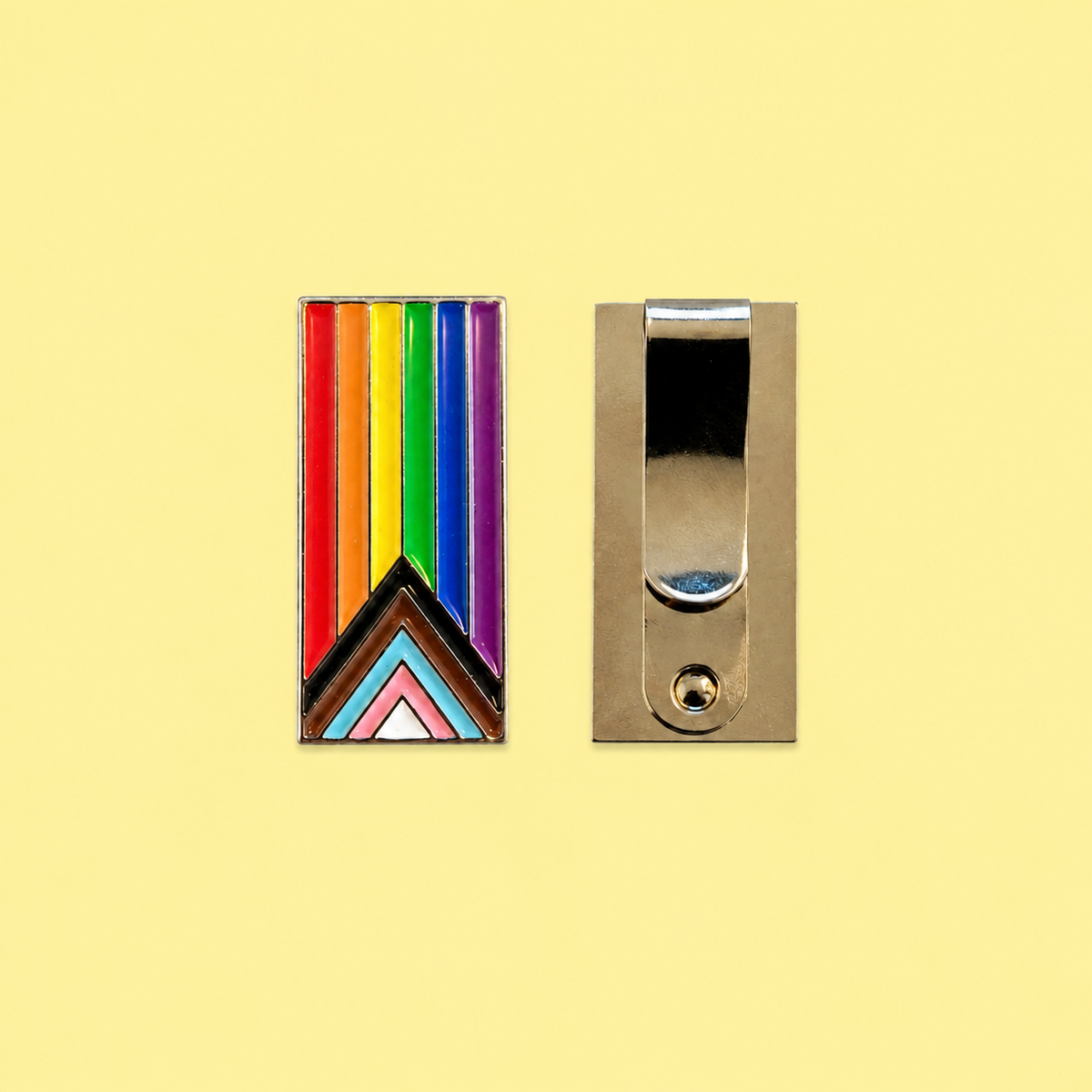 Progress Pride Clip Badge With Free Keyring Badge Holder