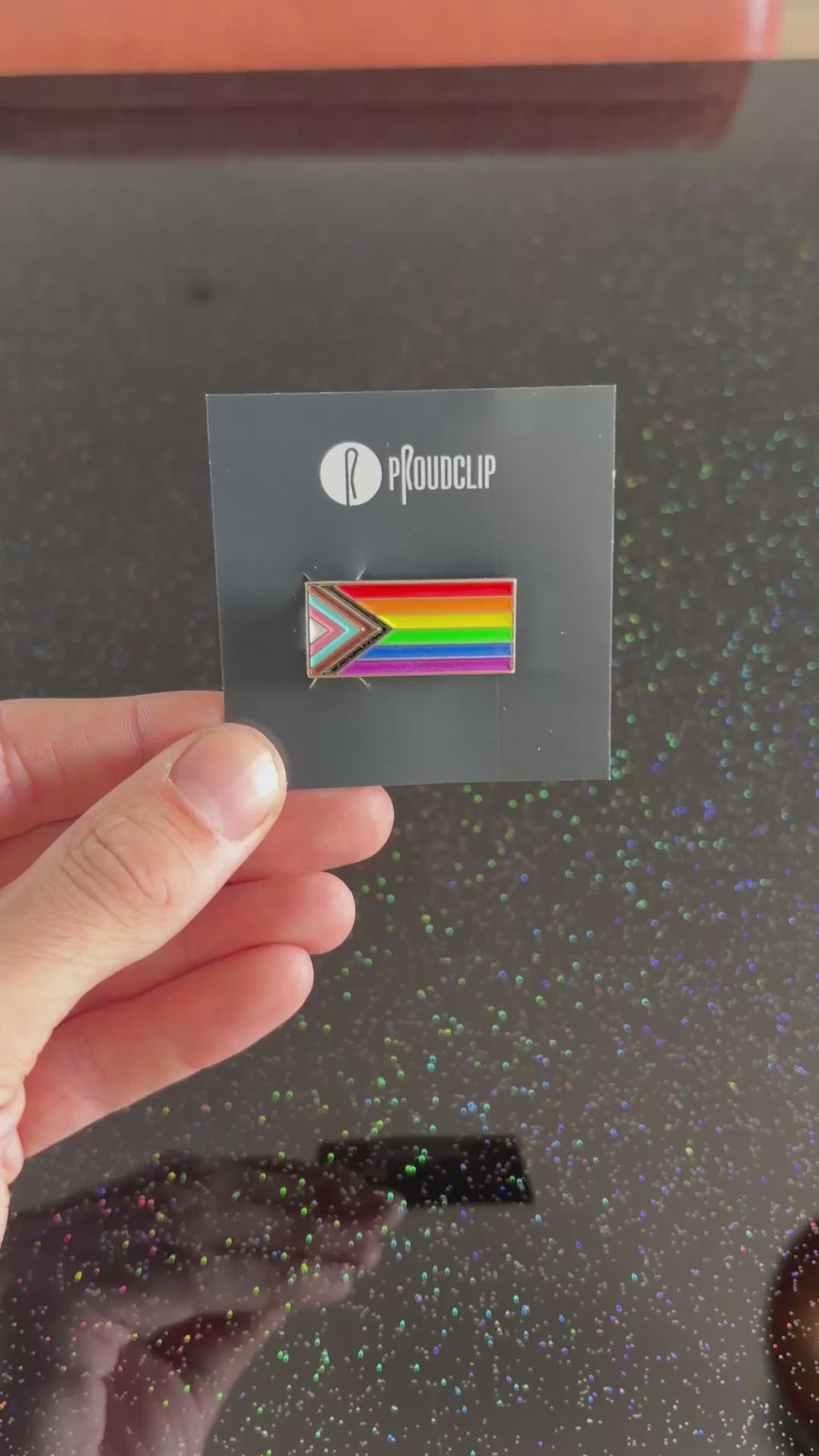 Progress Pride Clip Badge With Free Keyring Badge Holder